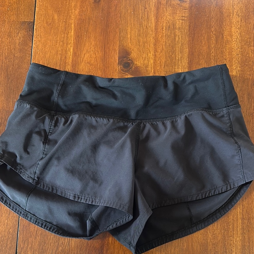 Lululemon Athletica Black Athletic Shorts with Scalloped Hem